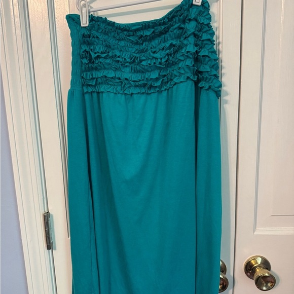 Teal Ruffled Women's Swim Coverup, Sleeveless Shift Hersey comfy. NEVER WORN XL - Picture 2 of 4
